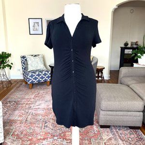Women's Abercrombie & Fitch XL Tall Black Ribbed & Ruched Knit Dress